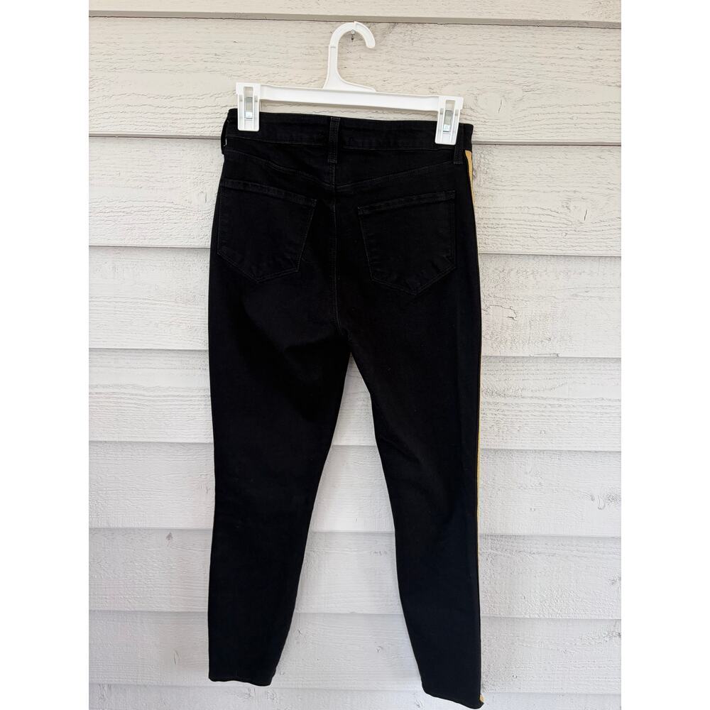 L’AGENCE Revolve Black Skinny Jeans Gold Side Stripe Size 26 High Rise Designer - Picture 5 of 7